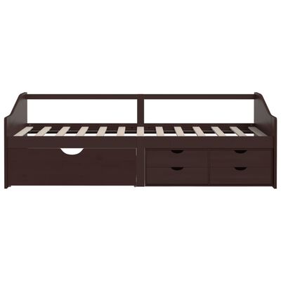 vidaXL 3-Seater Day Bed with Drawers Dark Brown Solid Pinewood 90x200 cm