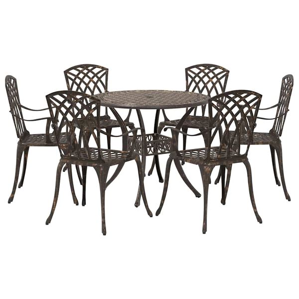 vidaXL Garden Dining Set 7 pcs Bronze Aluminium