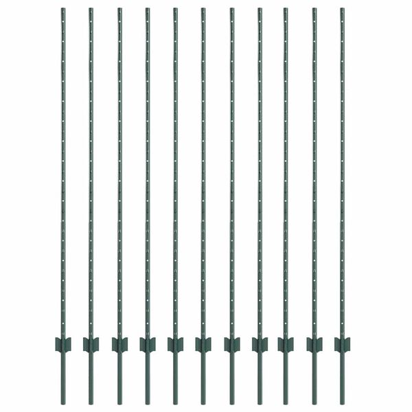 vidaXL Fence Post 11 pcs Green 150 cm Steel