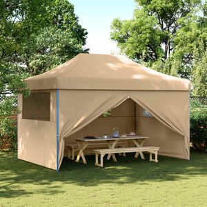 vidaXL Foldable Party Tent Pop-Up with 4 Sidewalls Beige