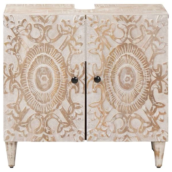 vidaXL Bathroom Sink Cabinet White 62 x 33 x 58 cm Solid Mango Wood