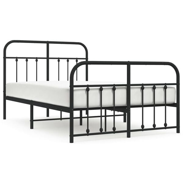 vidaXL Metal Bed Frame without Mattress with Footboard Black 120x190cm
