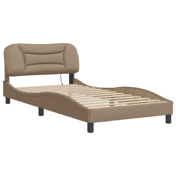 vidaXL Bed Frame with LED without Mattress "Hvar" Cappuccino 100x200 cm