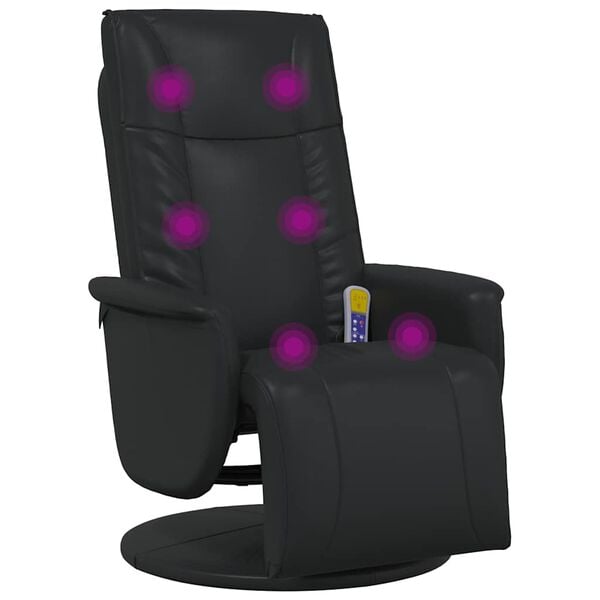 vidaXL Swivel Massage Recliner Chair Black 71 x 90 x 105 cm