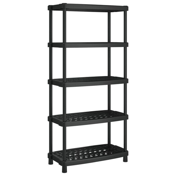 vidaXL Storage Shelf 5-Tier Black 93.5x45.5x194.5 cm PP