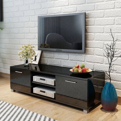 vidaXL TV Cabinet High-Gloss Black 120x40.5x35 cm