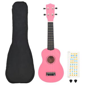 vidaXL Soprano Ukulele Set with Bag for Kids Pink 21