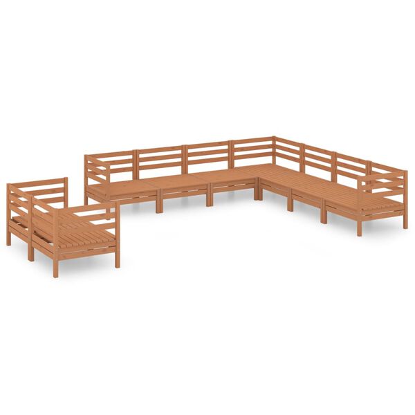 vidaXL 9 Piece Garden Lounge Set Solid Wood Pine Honey Brown