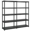 vidaXL Storage Shelf 5-Tier Black 183x45.7x185 cm Plastic