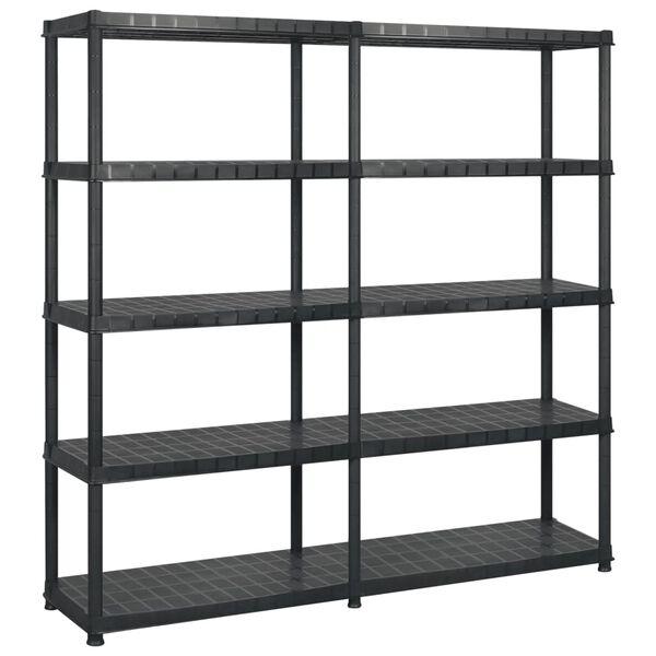 vidaXL Storage Shelf 5-Tier Black 183x45.7x185 cm Plastic
