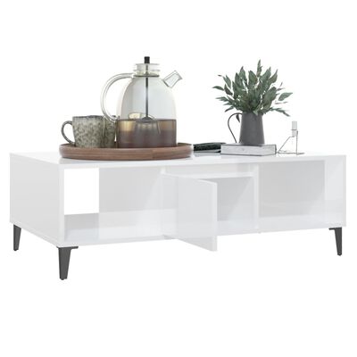 vidaXL Coffee Table High Gloss White 103.5x60x35 cm Engineered Wood