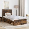 vidaXL Bed Frame with Drawer Smoked Oak 100 x 200 cm Solid Pine Wood