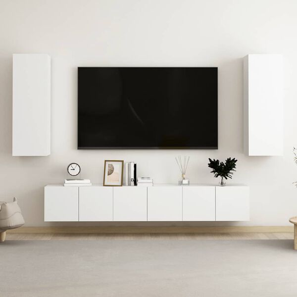 vidaXL 5 Piece TV Cabinet Set White Engineered Wood