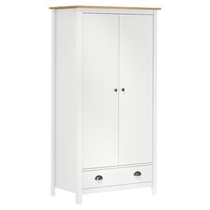 vidaXL Wardrobe | White and Honey Brown | Solid Pine Wood | 89x50x170 cm