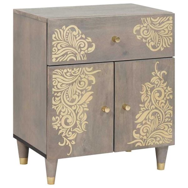 vidaXL Bedside Cabinet with Door Grey 50 x 33 x 60 cm Solid Mango Wood