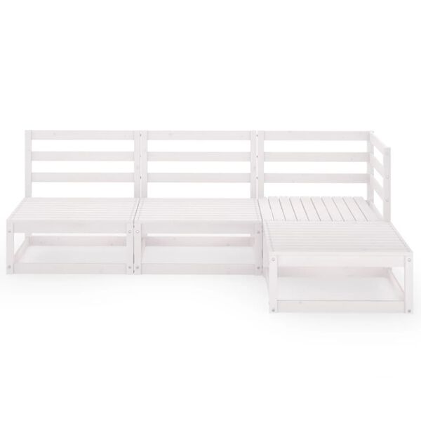 vidaXL 4 Piece Garden Lounge Set White Solid Wood Pine