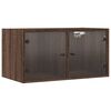 vidaXL Wall Cabinet with Glass Doors Brown Oak 68.5x37x35 cm