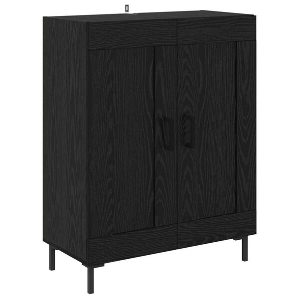 vidaXL Sideboard Black Oak 69.5 x 34 x 90 cm Engineered Wood and Iron