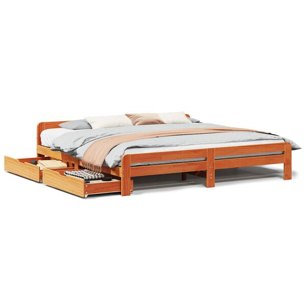 vidaXL Bed frame without Mattress Wax Brown 180x200 cm Super King Solid Wood Pine