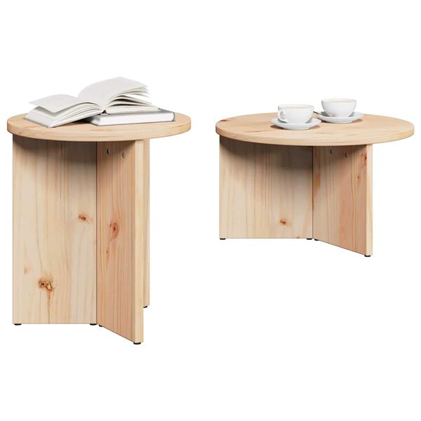 vidaXL Coffee Table 2 pcs Natural Solid Pine wood
