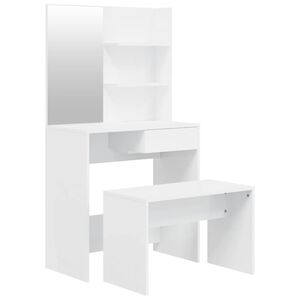 vidaXL Dressing Table Set High Gloss White 74.5x40x141 cm