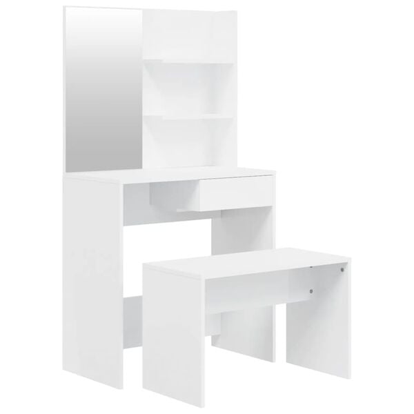 vidaXL Dressing Table Set High Gloss White 74.5x40x141 cm