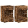 vidaXL Wall Cabinets with LED for TV 2 pcs Smoked Oak 40x30x60.5 cm