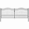 vidaXL Fence Gate with Spear Top with Lock Grey 404 x 150 cm Steel