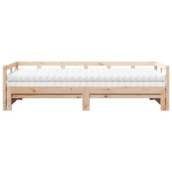 vidaXL Daybed with Trundle and Mattresses 90x200 cm Solid Wood Pine