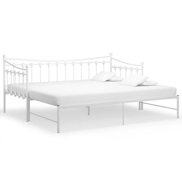 vidaXL Pull-out Sofa Bed Frame without Mattress White Metal 90x200 cm