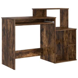 vidaXL Desk with Shelf Smoked Oak 120.5 x 44 x 88.5 cm Engineered Wood