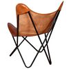 vidaXL Butterfly Chair Brown Real Leather