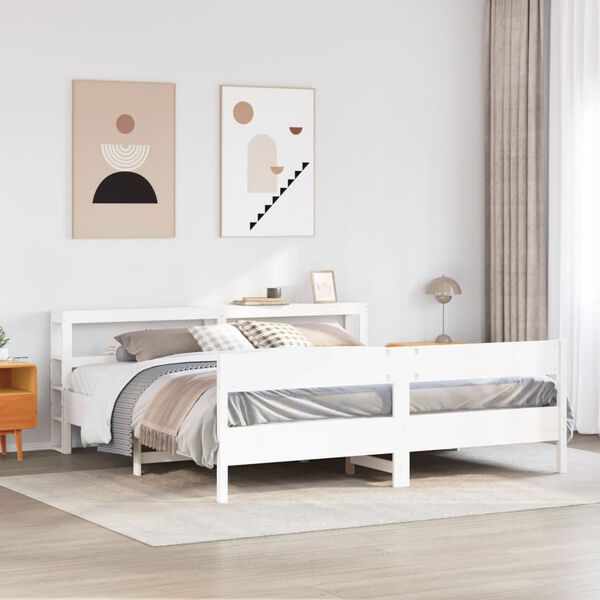 vidaXL Bed Frame without Mattress White 180x200 cm Super King Solid Wood Pine
