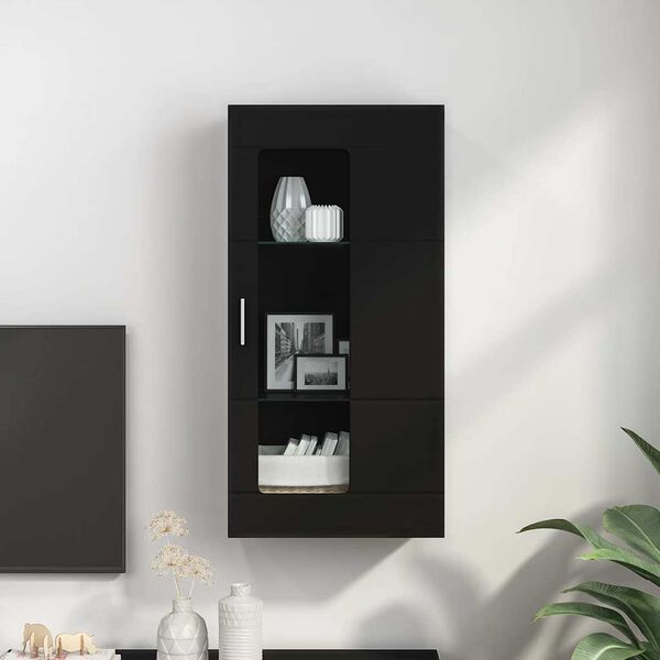 vidaXL Wall-mounted Cabinet Black 55 x 29 x 100 cm Engineered Wood