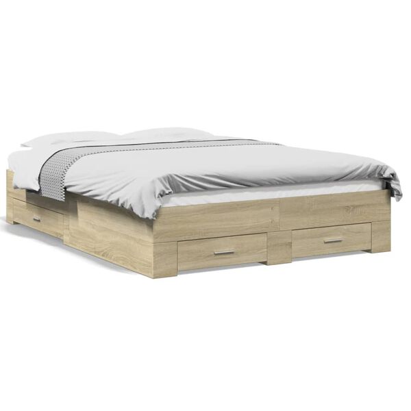vidaXL Bed Frame with Drawers without Mattress Sonoma Oak 120x200 cm