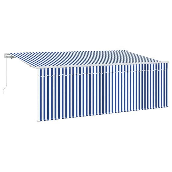 vidaXL Retractable Awning Manual Blue and White 400 x 200 cm