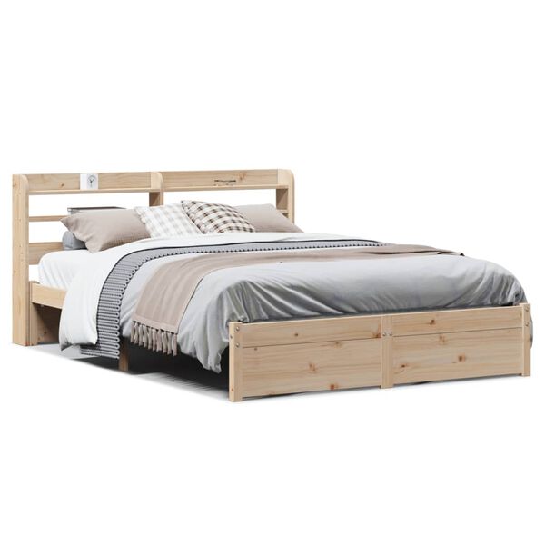 vidaXL Bed Frame with Headboard without Mattress 135x190 cm Double