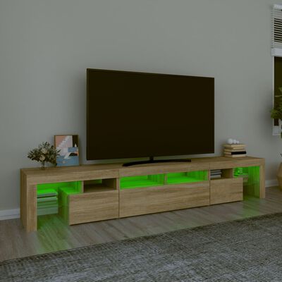 vidaXL TV Cabinet with LED Lights Sonoma Oak 230x36.5x40 cm