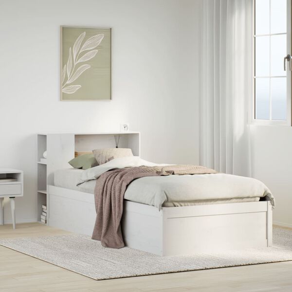 vidaXL Bed Frame without Mattress White 75x190 cm Small Single Solid Wood Pine