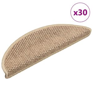 vidaXL Stair Mats Self-adhesive Sisal-Look 30 pcs 56x17x3 cm Sand