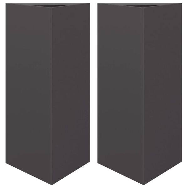 vidaXL Garden Planters 2 pcs Black Triangular 40x34.5x70 cm Steel