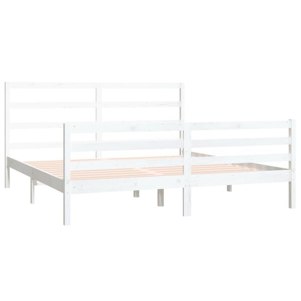 vidaXL Bed Frame without Mattress White Solid Wood Pine 180x200 cm Super King