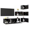 vidaXL 6 Piece TV Cabinet Set High Gloss Grey Engineered Wood