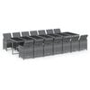 vidaXL Garden Dining Set | Grey | PE Rattan, Powder-coated steel, Tempered glass