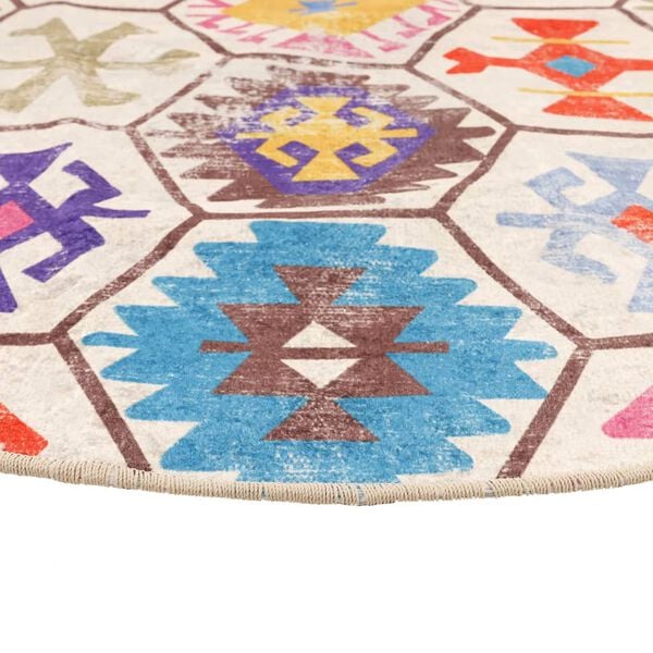 vidaXL Rug Washable Multicolour &Oslash; 120 cm Anti Slip