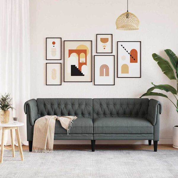 vidaXL Chesterfield Sofa Other Dark grey 201.5 x 74.5 x 74.5 cm Fabric