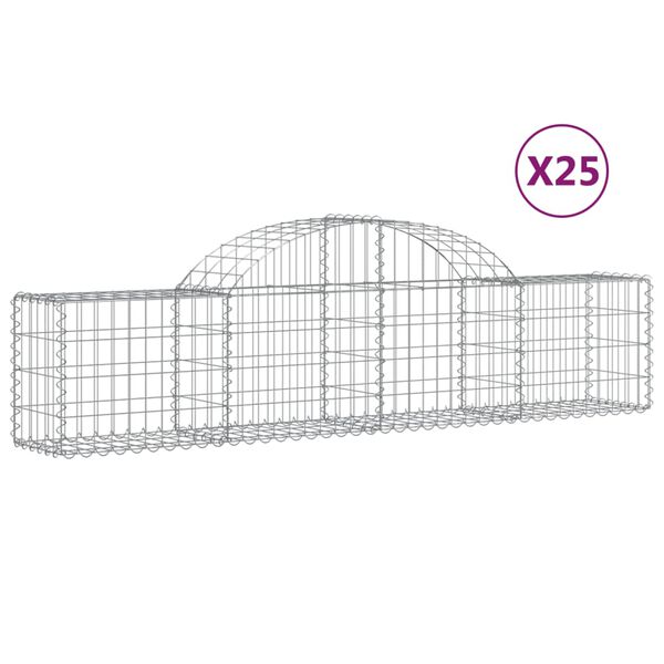 vidaXL Arched Gabion Baskets 25 pcs 200x30x40/60 cm Galvanised Iron