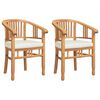 vidaXL Chair with Cushion 2 pcs Brown 63 x 58 x 89 cm Solid Teak Wood