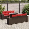 vidaXL 7 Piece Garden Sofa Set with Cushions Brown Poly Rattan Acacia