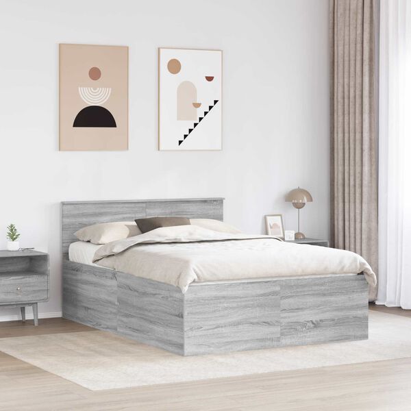 vidaXL Bed Frame Grey Sonoma 160 x 200 cm Engineered Wood